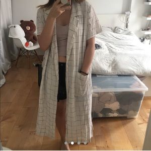 Spring Checkered Oak + Fort Long Cardigan